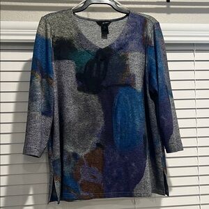 Apt. 9 Women's Abstract Blue and Gray Tunic